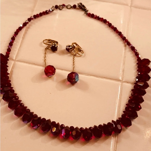 not sure Jewelry - Glamorous Ruby Red Necklace and Earring Set
